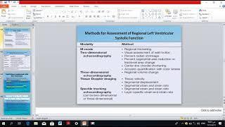 Assessment of Regional  LV systolic Function