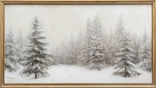 2h Snow Painting TV Background | Gold Framed TV Art 4K | Vintage Oil Painting | Winter Ambience