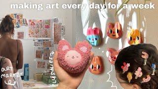 making art EVERY DAY for a week for an art market // studio vlog