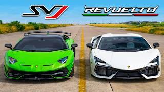 Lambo Revuelto v Aventador SVJ: DRAG RACE