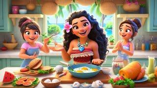 Moana's Magical Dinner Adventure | Cooking Fun with Disney Princess | Family-Friendly Kids Song