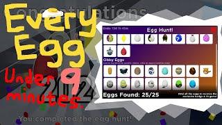 How to get ALL 25 EGGS in the Obby Creator Egg Hunt under 9 Minutes.