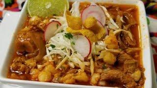 How to make POZOLE ROJO DE PUERCO  PORK POZOLE