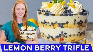 Easy Lemon Cheesecake Blueberry Trifle | with no-bake instructions!