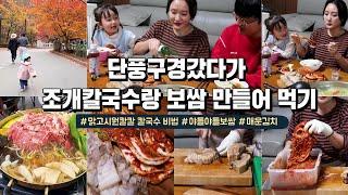 단풍구경 갔다가 조개칼국수랑 보쌈만들어 먹는 브이로그/브이로그/집밥/요리/레시피/