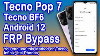 Tecno Pop 7 FRP Bypass Google Account Remove , Android 12 , Tecno BF6 FRP Bypass , #tecno #frp