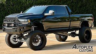 BLACK ON BLACK ON BLACK CUSTOM DODGE RAM 3500 LIMITED SEMA BUILD FROM AUTOPLEX CUSTOMS! FOR SALE!!