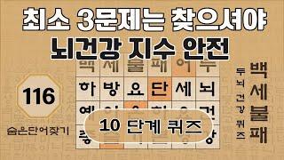 최소 3문제는 찾으셔야 뇌건강 지수 안전 - 116편 [숨은단어찾기, 치매예방퀴즈, 뇌운동 훈련, 낱말퀴즈, Korean Hidden word Quiz]