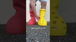 Comparing MSCHF Crocs Yellow Boots vs Big Red Boots