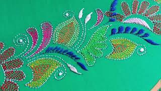 Hand Embroidery Tutorial//Border design for beginners//Nakshi Kantha Borderline Stitching tutorial