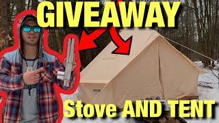 Canvas Hot Tent and Wood Stove GIVEAWAY | CHEAPEST FOLDING HOT TENT STOVE on AMAZON