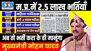 म.प्र.में 2.5 लाख भर्तियाँ  Breaking News : MP VACANCY 2024-25 |  CM Mohan Yadav #ladlibehnayojana