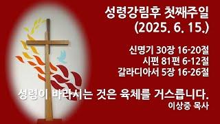 [이상중 목사] 2025년 6월 15일 주일예배 "성령이 바라시는 것은 육체를 거스릅니다."