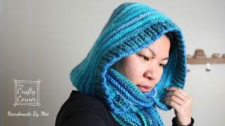 Crochet Easy Hooded Scarf With Scrap Yarns // Scrap Yarn Project