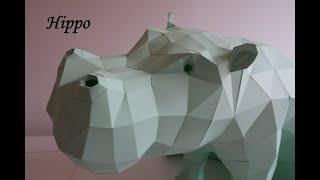 hippo - low poly papercraft -  dutchpapergirl