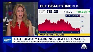 E.l.f. Beauty earnings beat estimates, raises guidance after posting 40% sales gain