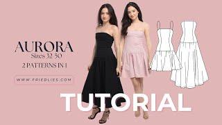 AURORA: DROP-WAIST DRESS SEWING TUTORIAL +  PATTERN! Cottagecore, elegant, trendy 2024 dress.