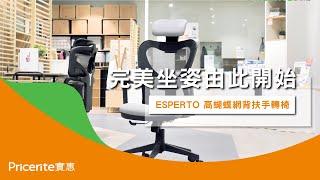 【ESPERTO 高蝴蝶網背扶手轉椅 】完美坐姿由此開始 | 電腦椅 | 辦公椅 | 書房椅 | 高背椅 | Pricerite實惠