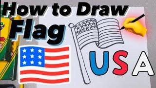 How to Draw a USA FLAG - Easy for kids and beginners #usa #mrschuettesart