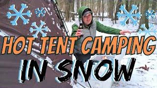 Luxe Hercules Hot Tent Winter Camping in Snow: Winnerwell Nomad Stove: Wild Winter Camping