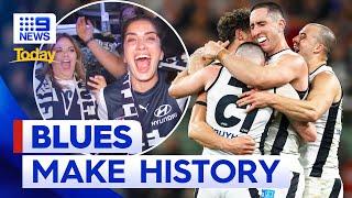 Blues through to first AFL Preliminary Final in nearly 23 years | 9 News Australia