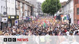 Anti-racism protests take place across England after violent unrest | BBC News