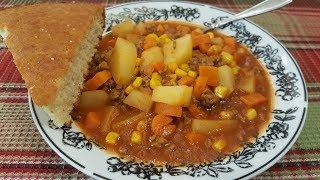 Hamburger Soup - Cowboy Soup - One Pot Meal - The Hillbilly Kitchen