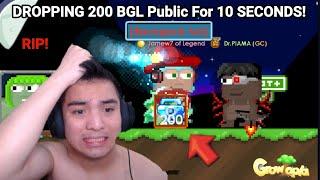 Dropping 200 BGL in Public For 10 Seconds! (RIP 200 BGLS) - Growtopia