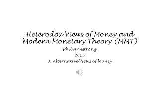 Heterodox Views of Money and Modern Monetary Theory (MMT) - 3. Alternative Views of Money