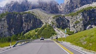 Dolomites Scenic Drive 4K | Cortina - Valparola Pass - Sella Pass - Canazei, Italy