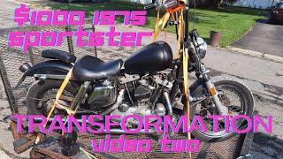 $1000 1975  SPORTSTER TRANSFORMATION Video two