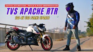 2025 TVS APACHE RTR 160 4V USD FORKS DETAIL REVIEW | NEW AMAZING UPDATES