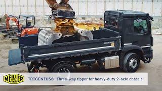 TRIGENIUS® three-way tipper from MEILLER for heavy-duty 2-axle chassis (4K/UHD)