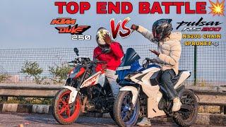 KTM DUKE 250 GEN3 VS PULSAR RS200 {BS4}||DRAG RACE ||RACE TILL THEIR POTENTIAL ||