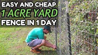 BUILD A CHEAP ONE ACRE YARD FENCE IN 1 DAY!