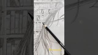 wow beautiful girl in library #beautiful girl drawing #beautiful girl pencil ️ art