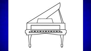 How to draw Grand Piano easy step by step for beginners | Piano drawing