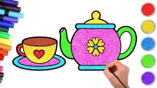 How to Draw Teapot and Teacup 🫖| Teapot Drawing Easy | Cute Drawing for Kids | HooplaKidz How To