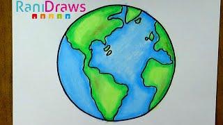 How to draw PLANET EARTH with OIL PASTELS - Easy