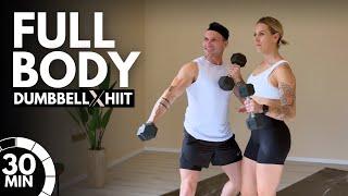 30 Min FULL BODY DUMBBELL HIIT WORKOUT - No Repeat - Home Workout