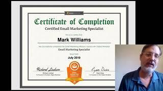Email Marketing Specialist Certification July 22 2019 - Mark Dwayne