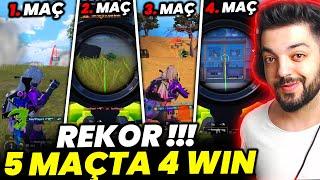 REKOR !! YAYINCI TURNUVASINDA 5 MAÇTA 4 WIN ALDIK - PUBG Mobile