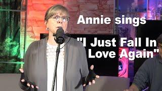 Annie sings "I Just Fall In Love Again" in the studio