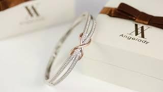 Angelady 14K Rose Gold Plated Encounter Bangle Bracelet