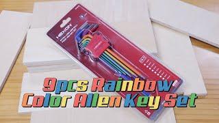 9pcs Rainbow Color Allen Keys, easy to select the right key for repair work and assembling items.