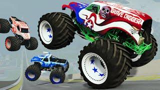 ThunderROARus, El Toro Loco, GRAVE DIGGER MONSTER JAM Racing Jumps and Destruction | BeamNG.Drive