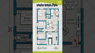 30’×50’ House Plan with Car Parking, 3 BHK Home Design, 30 by 50 Home Plan, 30*50 House Plan