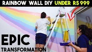 *EPIC* DIY Rainbow Room Transformation by PAINTING Wall | The Famheli Home Series EP4 | Heli Ved