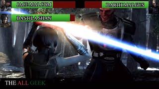 Jace Malcom and Bastila Shan vs Darth Malgus with Healthbars: Star Wars: The Old Republic