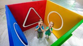 Oliver and Roma GIANT Sorter Cube Challenge | Shapes and Colors